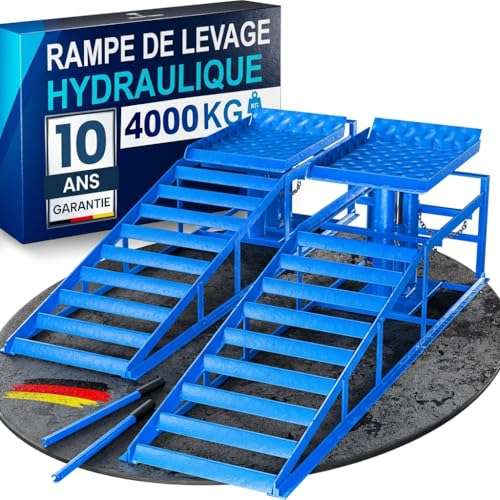 WERKTHOR Rampe de Levage Voiture Hydraulique [Blau Lot de 2] – Rampes Voiture avec Soupape de Sécurité Jusqu’à 3T – Rampe Voiture Réglable en Hauteur...