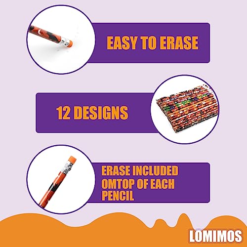 LOMIMOS 120 lápices Halloween multicolor con borrador miniatura 3