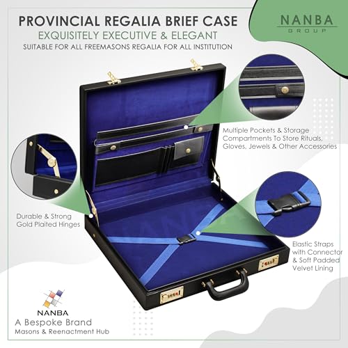 Masonic Regalia Provincial Apron Hard Briefcase – Black Imitation Leather with Royal Arch Triple Tau Emblem2