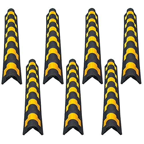 Image of LADWA 1000 mm Parking Safety Pillar Guard, Rubber Bounce Corner Protector with Reflective Tape for High Visibility, Ideal for Car Parking Safety, Basement Pillars & Garage Wall Protection (Pack of 7)