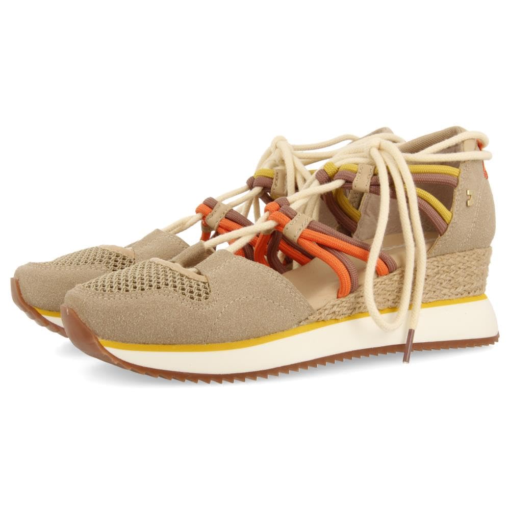 GIOSEPPO Beige Espadrille Open Sneakers with Wedge for Women IONA, Beige, 4 UK