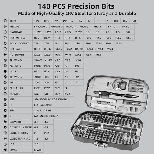 Image of SHARDEN 153 in 1 Precision Screwdriver Set for Electronic Repair Grey | Magnetic Small Screwdriver Set with Torx, Pentalobe, Triwing, Mini Repair Tool Kit for Computer, Laptop, PC, PS5, Eyeglass