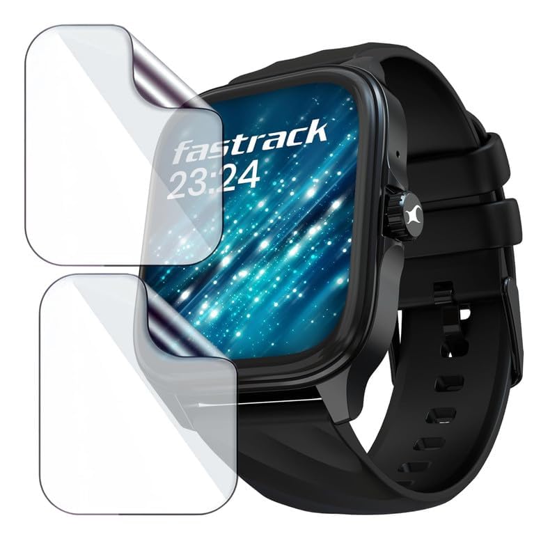 Image of 2 Pack Smartwatch Screen Protector for Fastrack Astor FS1 Pro 1.97 inch - Flexible TPU Screen Guard, HD Clear, 9H Scratch Resistant, Bubble Free Installation - Not Tempered Glass