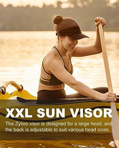 Image of Zylioo XXL Oversize Visor Hat,Large Athletic Cotton Sports Visor,Adjustable Small Solid Color Sun Cap