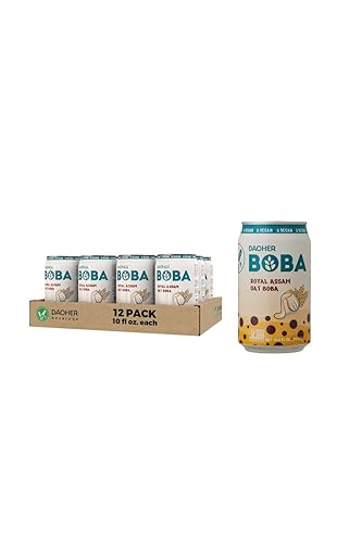 Paquete de 12 unidades DaoHer Oat BOBA - Royal Assam BOBA enlatado No.1 Té de leche con burbujas listo para beber