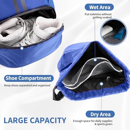 Drawstring Backpack Gym Bag with Shoes Compartment