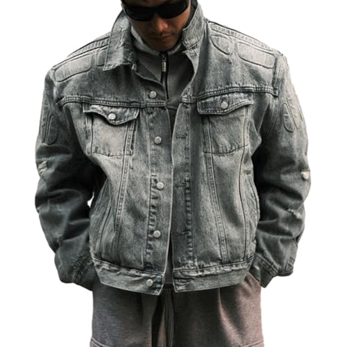 DONCARE Metal button heavy denim jacket vintage wash to make old denim autumn and winter cardigan denim jacket4