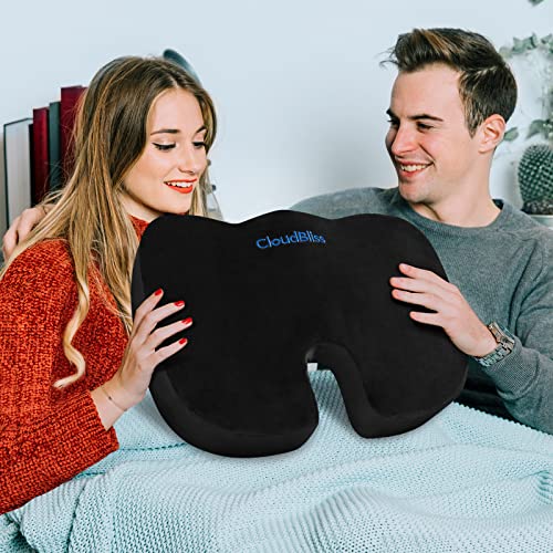 Image of CloudBliss Gel Seat Cushion - Cooling Gel Enhanced, Memory Foam, Ergonomic Seat Cushion for Long Sitting for Office, Game, Car, Airplane (X-Large, Black)