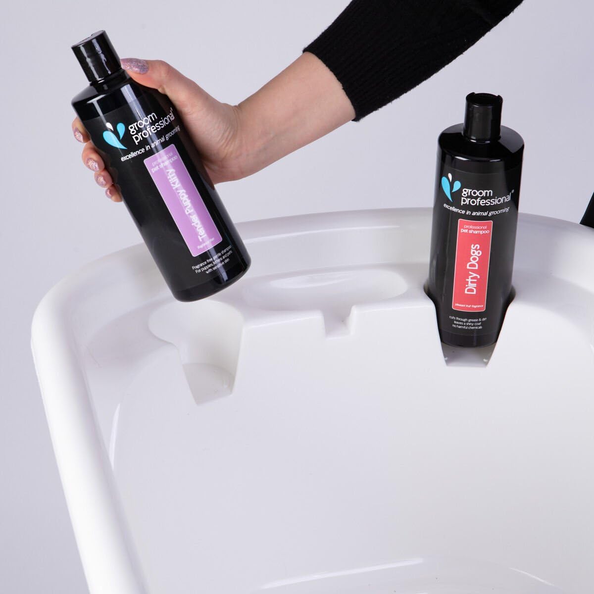GROOM PROFESSIONAL Wanna dla małych psów, biała, do pielęgnacji psów, mini plastikowa wanna, idealna do kąpieli szczeniaków, kotów i kociąt w domu lub w salonie - rozmiar 96 cm x 50 cm