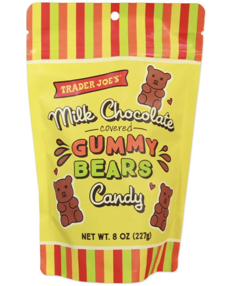 Trader Joe's Milk Chocolate Covered Gummy Bears Candy, 8 oz (Pack of 2)