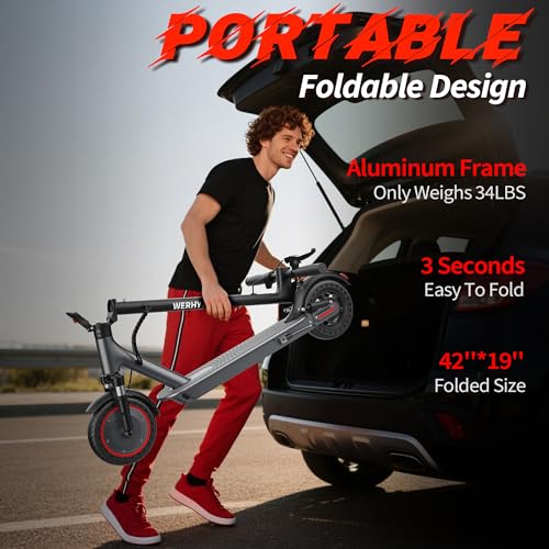 WERHY 10”/8.5” Electric Scooter, 500/350W Powerful Motor, 22/19MPH Top Speed, 25/22/16 Miles Long Range, Folding E Scooter with Dual Braking for Teens and Adults