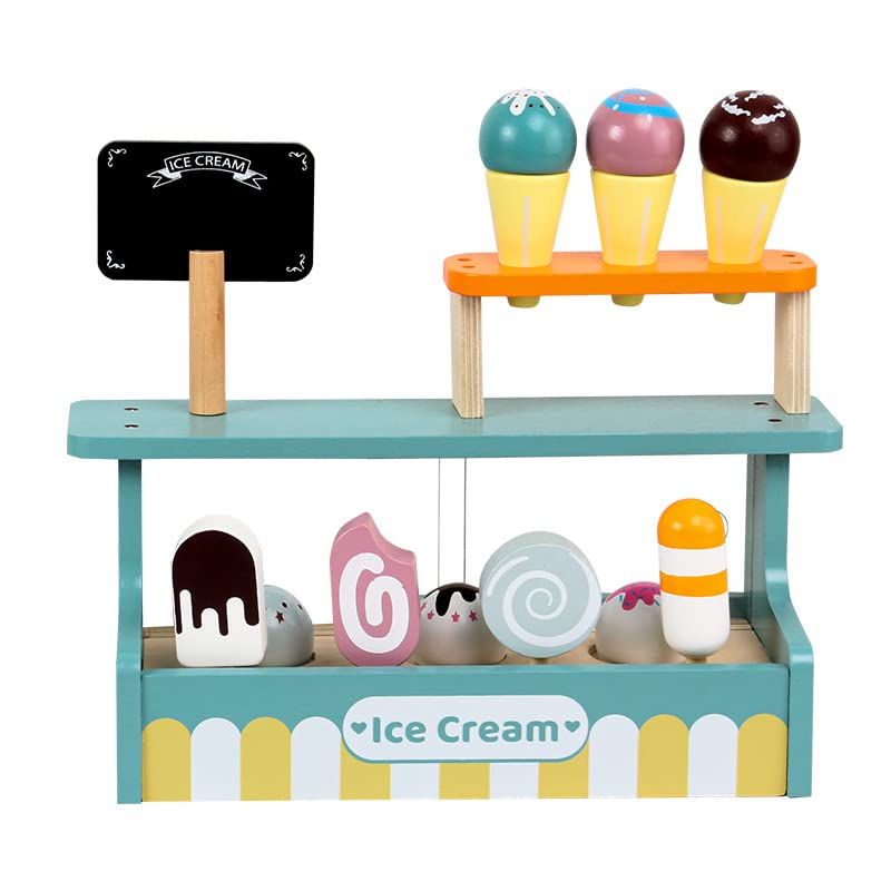 DecoBay Sustainable Wooden Toy | Pretend Play Shop for Kids 3+ | Traditional Wooden Toy Gift Sets for Boys and Girls (Ice Cream Shop) - Image 3