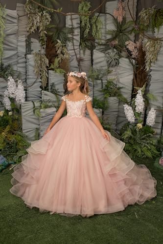 Clixsy Flower Girl Dress Lace Appliques - Tulle Princess Pageant Dress for Girls A-line Prom Ball Gowns3