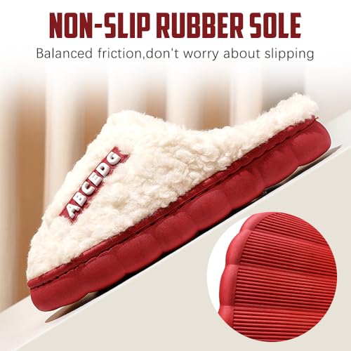 Slippers for Women,Fuzzy Memory Foam Slippers Letter Plush Lightweight Warm Slip On Home Slippers Fluffy Furry House Shoes Indoor Outdoor Slide Slipper4