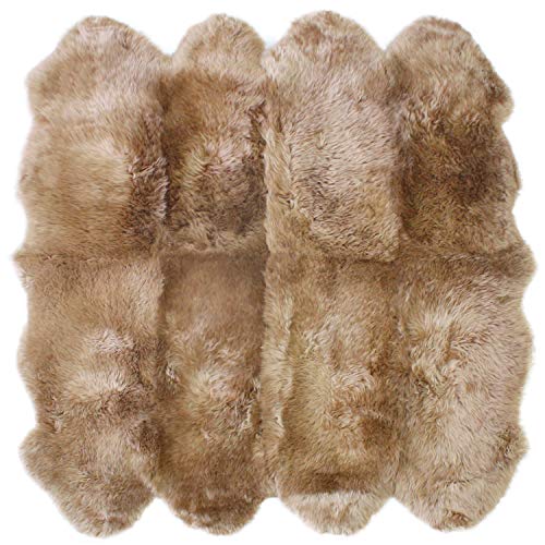 ムートンラグ 天然 オーストラリア産 長毛 8匹物 ラグ シナモン 180×180cm 洗える 日本製 NF008CN