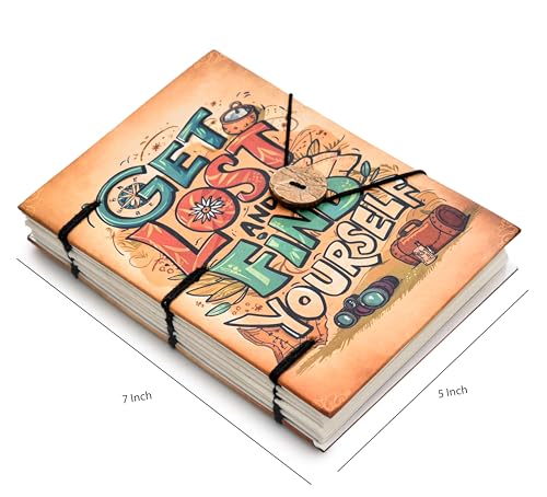 Image of Handmade Motivational Travel Diary | ?Get Lost and Find Yourself? Quote Journal with 125 GSM Recycled Paper (7x5 Inch)