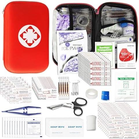 First Aid Kit for Home Hiking Camping Outdoor Sport, 275 Pieces Survival Supplies Emergency Kit, Mini Gear Bag with Basic First-aid Essentials for Emergency Cases angel wish Cover