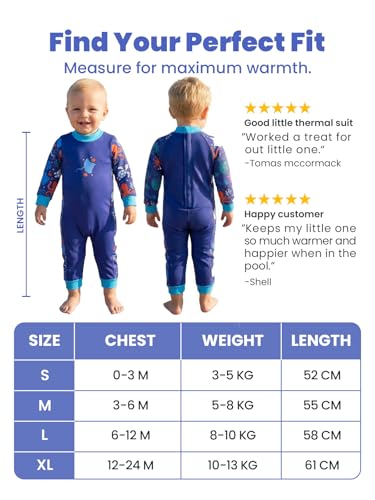 Summshall Neoprenanzug Baby, UPF 50+ Sonnenschutz Thermo Badeanzug für 0-24 Monate, Fleece Futter Warmhalte Einteiler Schwimmanzug für Pool, Schwimmunterricht, Strand