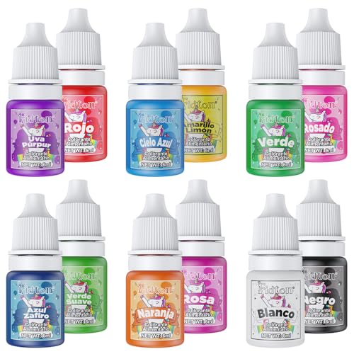 Colorantes Alimentarios Reposteria - Fidton 12 Colores Colorante Alimentario Gel de Alta Concentración, Juego de Colorante Alimenticio para Glaseado, Colorantes Alimentarios para Cupcake, Donut - 6 ml