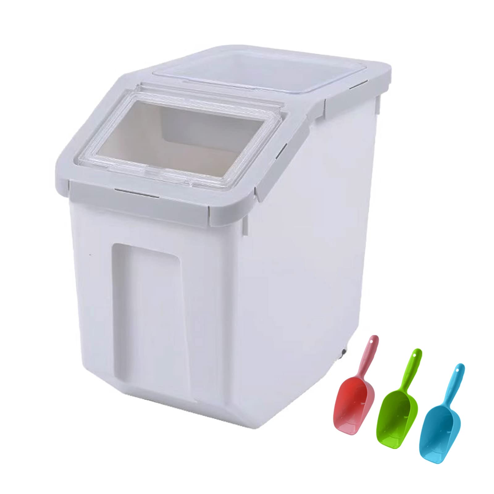 Dog Food Storage Container 10kg, Pet Food Airtight Storage Bin Dog Food Storage Box Dry Pet Food Storage Container (Gray Large)