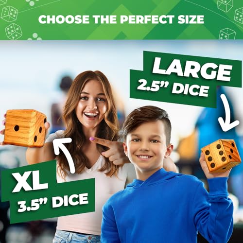 SWOOC Games – Yardzee, Farkle, & 20+ Giant Dice Games – Yard Dice (All Weather) w/Bucket, Scorecards, & Marker – Giant Outdoor Games – Giant Yard Games for Adults – Big Dice Jumbo Dice – Large Dice