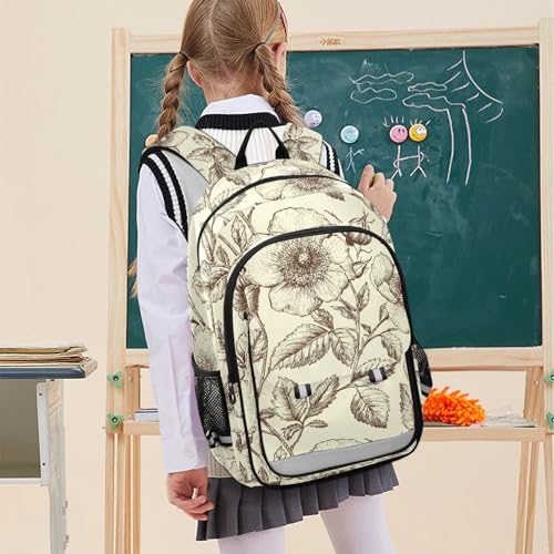 ALAZA Black Flower Vintage Laptop Backpack Purse for Women Men School Bag 17 Inch Bookbag Student Boys Girls Travel Casual Daypack2