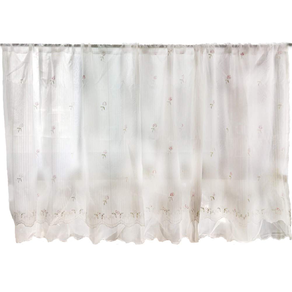 Cortinas de color sólido rUrEu con diseño de bordado medio y estilo minimalista blanco