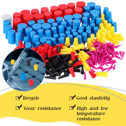 Image of Briwooody 350 Pcs Rubber Plugs 9-Sizes Silicone Tapered Plug Kit 1 /15 inch to 1 inch Stoppers for Coating, Hole, Painting Protection Silicone Stopper