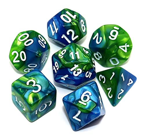 CREEBUY Blue Mix Green DND Dice Set for Dungeon and Dragons D&D Pathfinder Role Playing Game RPG...
