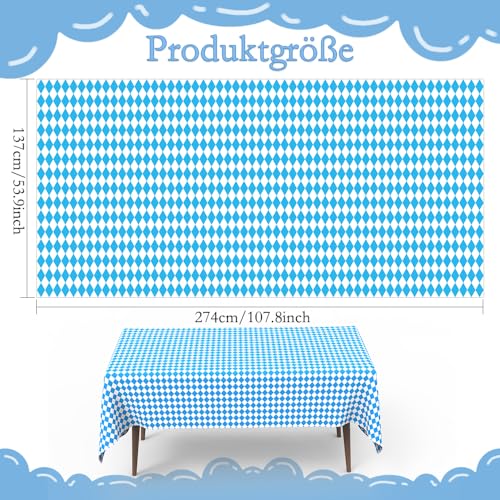 Oktoberfest Tischdecke,2 Oktoberfest Deko,Tischdecke Bierzeltgarnitur,Gartentischdecke Eckig Wetterfest,Tischdecken Für Biertische,Einweg Tischdecke,Plastiktischdecke,274x137cm
