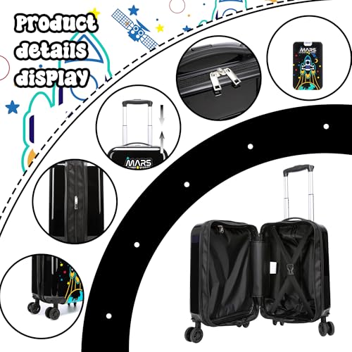Image of Kids Carry on Luggage Sets Boys Small Hardshell Suitcases with Wheels Toddler Suitcase Set 2 Piece Neck Pillow Airplane Kid's Traveling Essentials 16 Inches