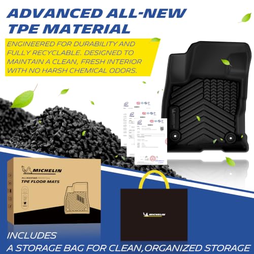 Image of Michelin Vehicle Mats for 2021-2026 Bronco Sport | Not Fit Bronco 2-Door /4-Door /Rubberized Floor, All-Weather TPE Custom Fit Liner, Premier A