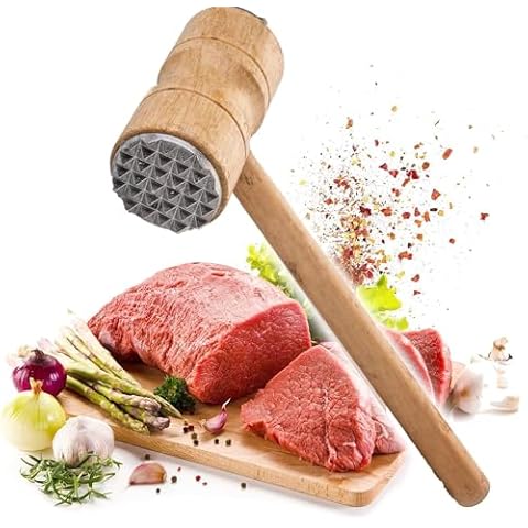 ProBytes Wooden Meat Pounder with Dual Style Cover