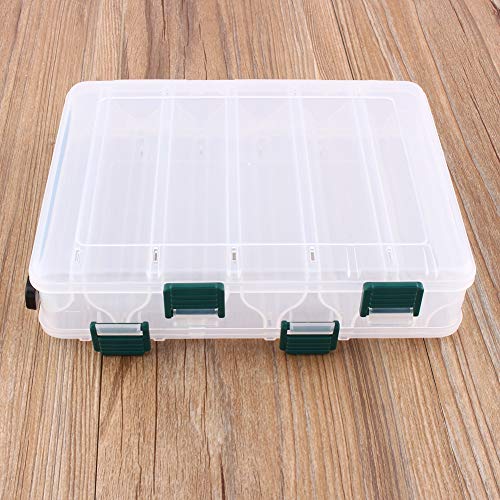 VGEBY Fishing Box, Tackle Boxes Fishing Box Storage with Dividers Double Layer Storage 12 Fishing Tackle Case