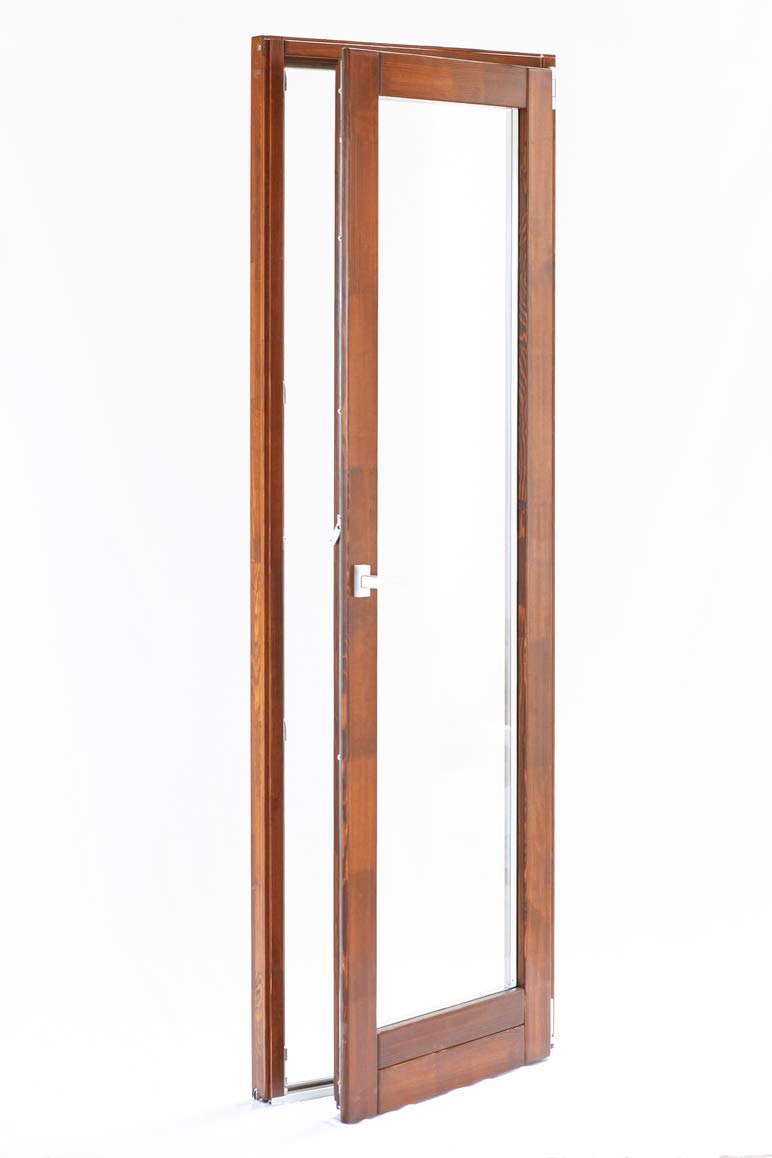Porta Finestra 1 Anta In Legno con Anta Ribalta - Verniciato in 6 colori a scelta - Vetrocamera bassoemissivo e antifortunio - 4 Misure a scelta (870x2355 (Sinistra), T16 Noce Bruno)