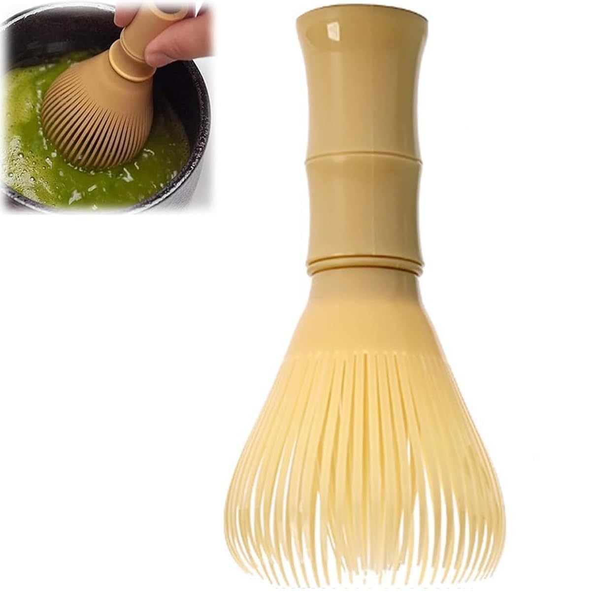 Matcha Whisk, PP Resin Matcha Stirrer, Traditional Handcrafted Japanese Matcha Tea Mixer Brush Mixing Tool Accessory for Tea Preparation (Yellow)