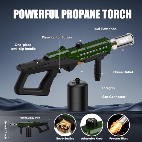 Image of KOACKL Propane Torch Gun | Adjustable Flame Thrower Gun, Gas Welding Kits Blow Torch for Ooutdoor Welding, Campfire & Charcoal (Propane Tank Not Included)