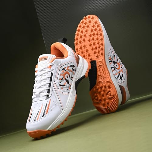 Image of DNINE Champion Mens Rubber Studs Cricket Shoes Orange /Blue /White & Orange /Black /White