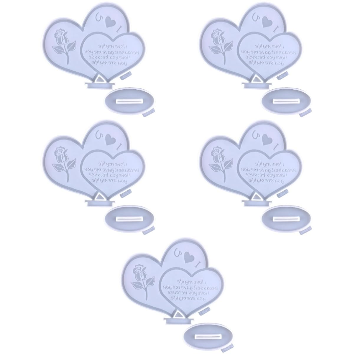 NUOBESTY 5 Ensembles Moule Pendentif Amour Anti Moule réutilisable Moule à Glace Moule à glaçon Rose Moule Bricolage en Forme de Coeur Moule de Signe de Coeur de Silicone Blanche