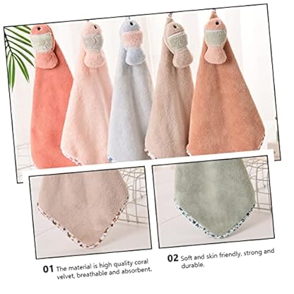 DECOMELODY 4 Stück Korallenvlies Handtücher Wasserabsorbierende Badezimmer Handtücher für Hautfreundlich und Schnell Trocknend Praktisch für Küche und Bad Farben Zufällig Zufällige Farbe – Bild 5