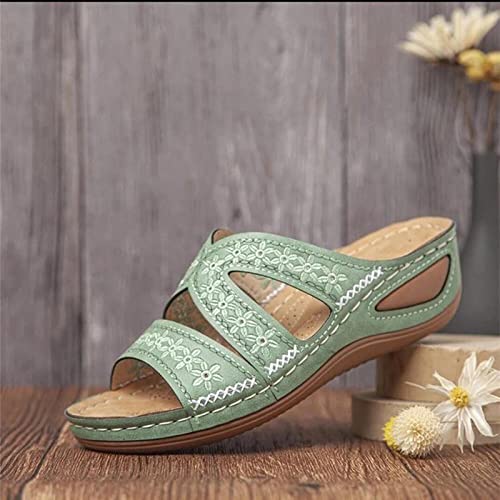 oiangi Women's Sandals Comfortable Wedge Sandals with Arch Support Summer Casual Fish Mouth Open Toe Slip-on Slipper Flower Hollow Platform Slides Flip Flops2