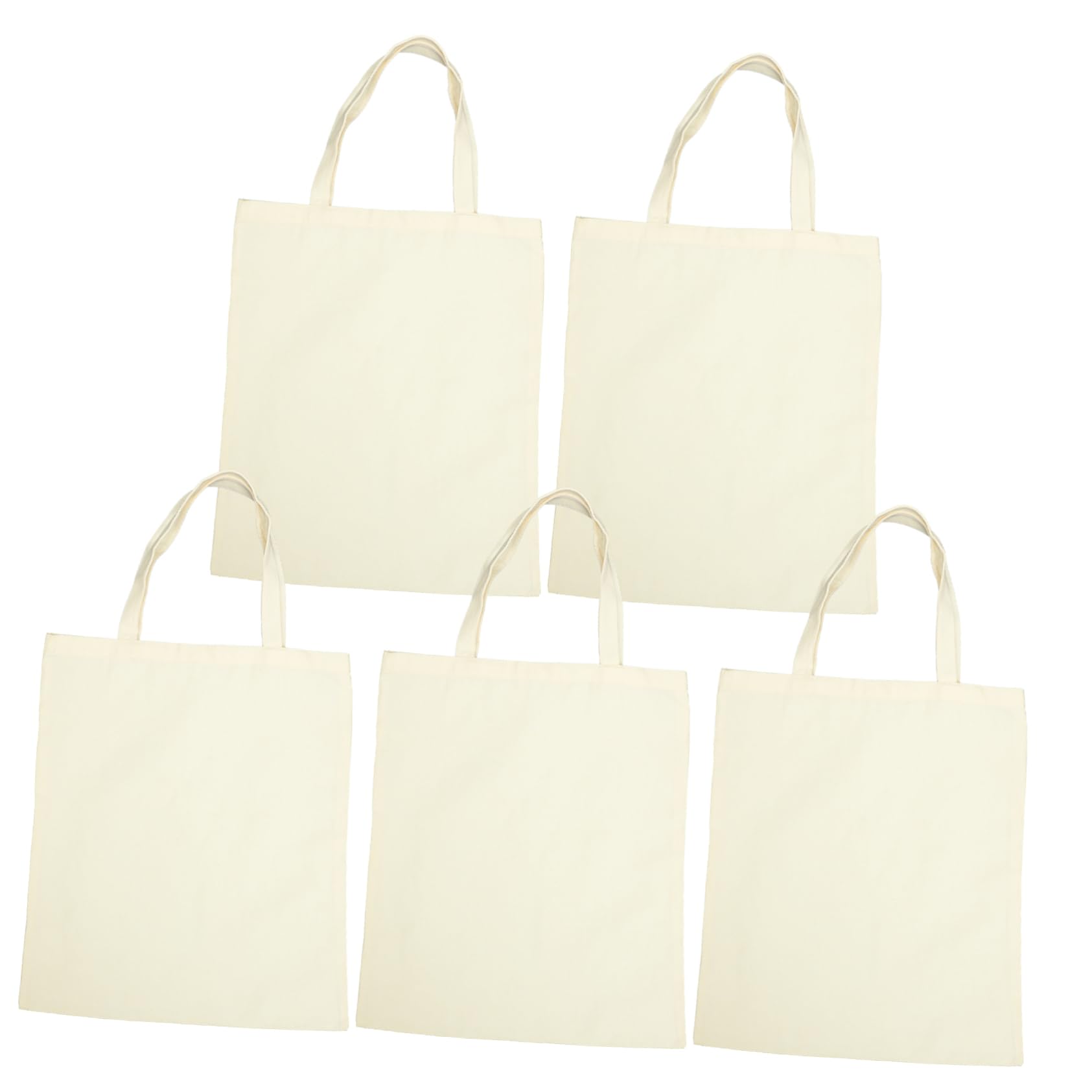 DECHOUS 5 Borse di Tela Beige, Shopper Riutilizzabili in Canvas Manici, Grande Capacità, per Spesa e Personalizzazione