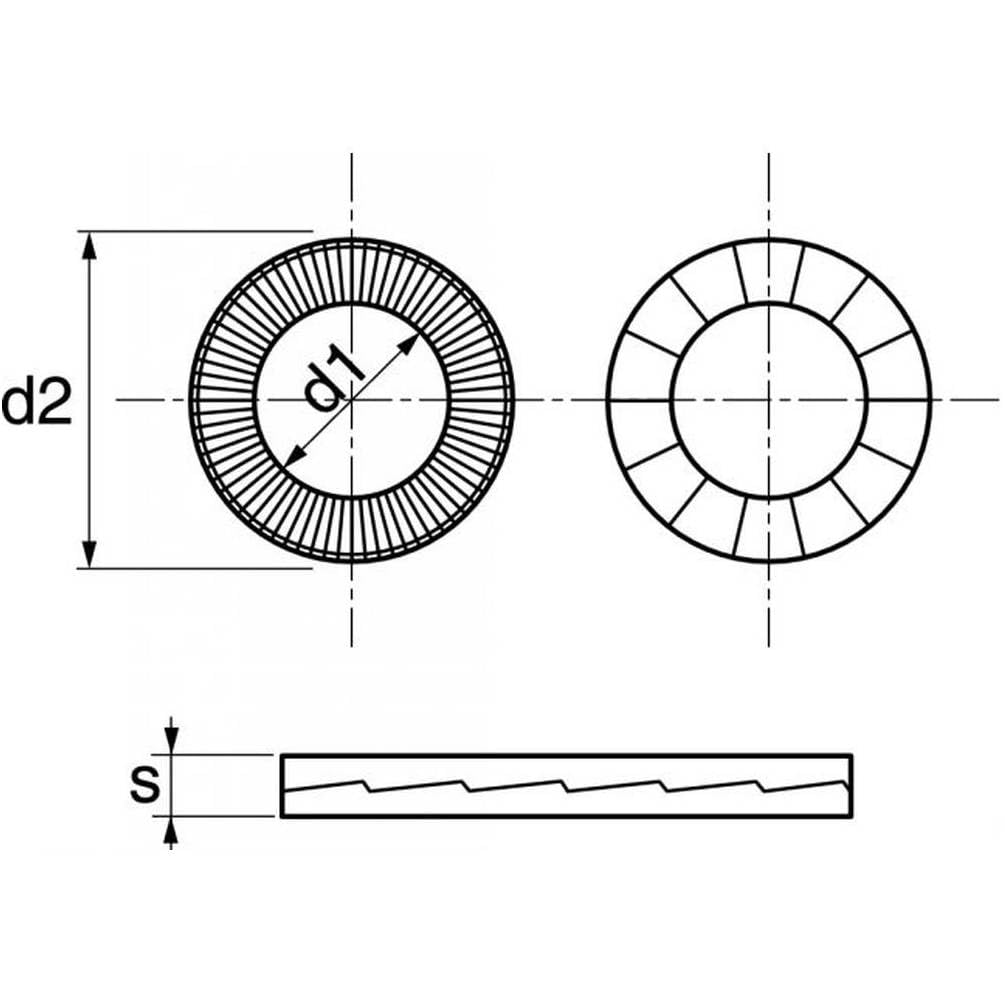 100 selbstsichernde Unterlegscheiben, zusammengebaut, 20 mm, Edelstahl A4. D-Work