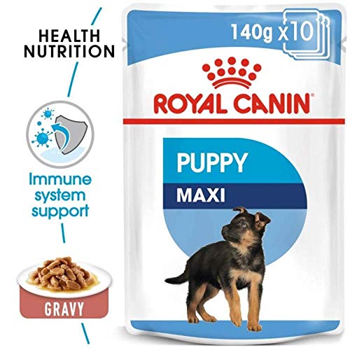 Image of Royal Canin Maxi Puppy, 4 kg & Maxi Puppy Wet Gravy Pouch,14(Packof10) with