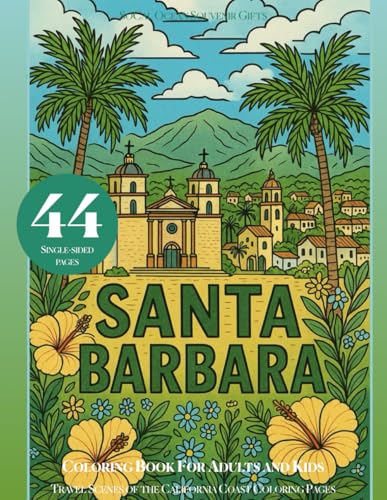 Santa Barbara Coloring Book for Adults and Kids: SoCal Ocean Souvenir Gifts & Travel Scenes of the California Coast Coloring Pages image 2