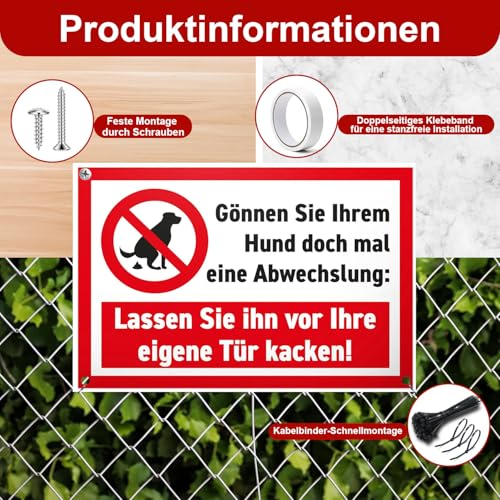 Hier ist Kein Hundeklo Schild,Lassen Sie ihn vor Ihreeigene Tür kacken, Schild Hunde Kacken Verboten, Verbotsschild Hundeverbotsschild Verbot Hundeklo Blechschild 20 x 30 cm