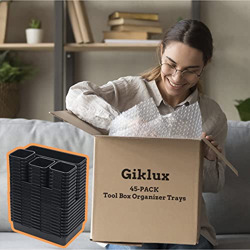 Giklux 45 Pack Tool Box Organizer Tray Divider, Toolbox Desk Drawer Organizer,Garage Organization Storage For Rolling Tool Chest Cart Cabinet Workbench Workshop Small Parts Widget Tool Organizer Black #TOP7