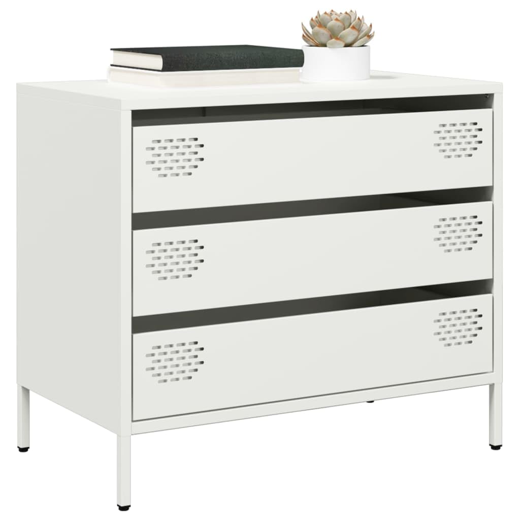 Meuble de rangement blanc en acier laminé buffet design de salon 68x39x58cm