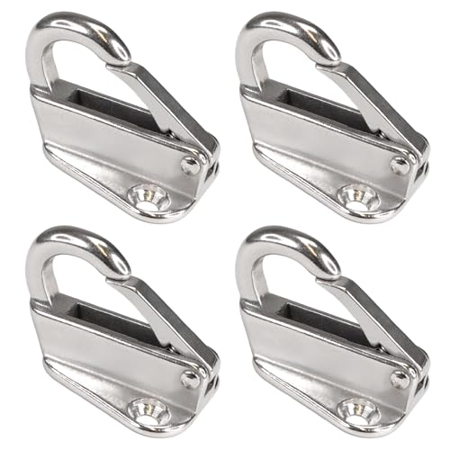 PRIOstahl Fenderhaken mit Schnappsicherung Federhaken Bootsfenderhaken Deckenhaken Karabinerhaken - 4 Stück 45 x 32 mm zur Befestigung Boot Fender Anhänger Abdeckplane Rostfrei aus Edelstahl V2A