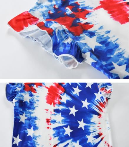 Image of Tkria Girls 4th of July Tank Tops Red White and Blue Shirt Toddler Girl American Flag Patriotic Outfit 2-7 Years